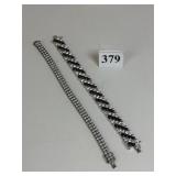 TWO STERLING SILVER RHINESTONE BRACELETS