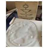 TIERED TRY, GLASS SERVING PLATE WITH SANTA CLAUS