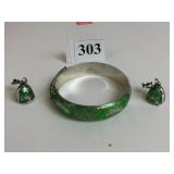 HINGED BANGLE BRACELET AND EARRING SET SIAM