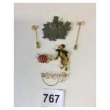 GROUP OF PINS HIPPOS STICK PIN "SHERRY" PENGUIN