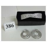 SILVER 925 OPEN HOOP RHINESTONE EARRINGS AND