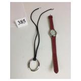 WATCH IT WATCH WITH RED LEATHER BAND AND SILVER