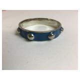 SILVER TONE METAL BANGLE BRACELET BLUE WITH