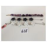 BRACELETS POLISHED AMETHYST PIECES WHITE FLOWER