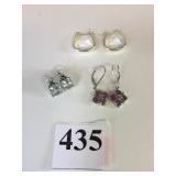 SILVER 925 HOOP EARRINGS LIGHT BLUE POSSIBLY