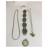 SILVER TONE OPENWORK BRACELET WITH FLOWERS DOUBLE