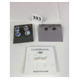 SWAROVSKI BLUE EARRINGS STERLING SILVER SMALL
