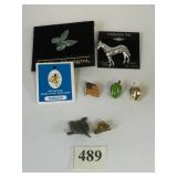 CARDED HORSE AND BUTTERFLY PINS APPLE ANGEL FLAG