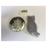 ALUMINUM CAT PIN ROUND TARNISHED PIN WITH