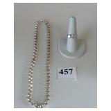 SILVER 925 USA LARGE LINK NECKLACE RING SIZE 7