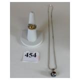 SILVER 925 PENDANT NECKLACE WITH ORB OF COLORED