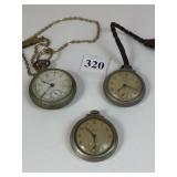 THREE POCKET WATCHES WALTHAM WEST CLOCK NOT
