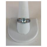 SILVER 925 SIZE 10 RING WITH BLUE STONE POSSIBLY