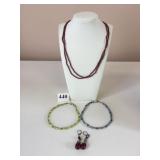 DOUBLE STRAND BEADED NECKLACE WITH EXTENSION