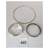 SILVER 925 NECKLACE AND TWO BRANGLE BRACELETS