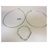 THREE SILVER 925 ITALY NECKLACE AND BRACELET