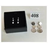 RHINESTONE DROP EARRING AND STERLING DANGLE