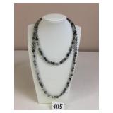 BLACK AND GRAY34" STRAND BEADED NECKLACE