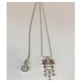 TWO SILVER 925 PENDANT NECKLACES ONE WITH PINK