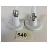 TWO SILVER 925 RINGS ONE SIZE 8 FLOWER LIKE SIZE