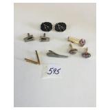 TIE BAR AND CUFF LINK SET ENCASED TINY COLORED