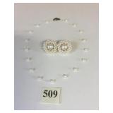 PEARL CLIP ON EARRINGS AND PEARL NECKLACE
