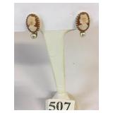 CAMEO SCREW BACK EARRINGS MARKED SIMMONS