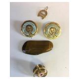 PIECE OF POLISHED STONE HEALTH ORAMA PINS CHURCH