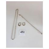 SILVER 925 CHAIN NECKLACE CLEAR RHINESTONE