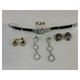 THREE PAIRS OF PIERCED SILVER 925 EARRINGS