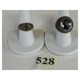 TWO SILVER 925 RINGS BOTH SIZE 8 OVAL FACETED