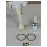 SILVER 925 RHINESTONE RING SIZE 8 TWO PAIR