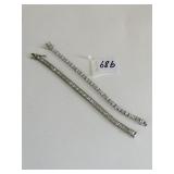 TWO SILVER 925 RHINESTONE BRACELETS