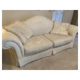 CREAM COLORED SOFA WITH SCOTCH GUARD, 93" X 39",