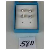 TWO PAIR BOXED DIVINE ELEGANCE 925 SILVER STUD