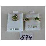 10K GOLD PERIDOT AND DIAMOND SLIDE PENDANT