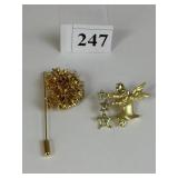 STICK PIN WITH RUFFLEY FLOWER TOP NATURES JEWELRY