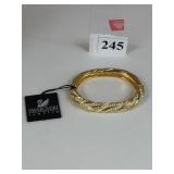 SWAROVSKI GOLD TONE AND RHINESTONE HINGED