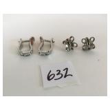 TWO PAIR SILVER TONE EARRINGS ONE SCREW BACK ONE