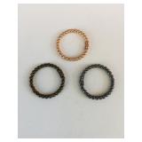 THREE RINGS TWISTED 925 SILVER TRI TONE MADE IN