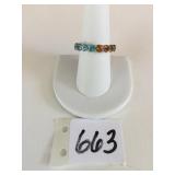 SILVER 925 MULTI COLOR STONE RING SIZE 8