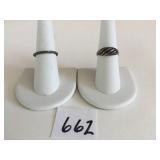 TWO SILVER 925 RINGS SIZE 6.75