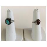 BLUE STONE RING SIZE 4 MARKED CM BROWN STONE RING