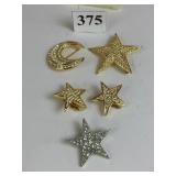 JOAN RIVERS GOLD TONE STAR PIN AND EARRINGS ONE