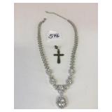 RHINESTONE SILVER 925 NECKLACE AND MARCASITE