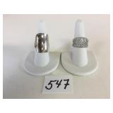 TWO SILVER 925 RINGS BOTH SIZE 8 ONE LIGHTLY