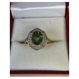 14K GOLD LABRADORITE RING SIZE 7 .22CTW DIAMOND