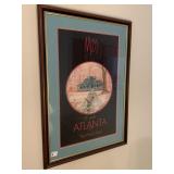 FRAMED MOSS PRINT OF ATLANTA, 32" X 22"