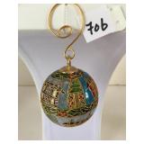 SMALL GOLD TONE METAL ENAMELED ORNAMENT