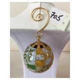 SMALL GOLD TONE METAL ENAMELED ORNAMENT